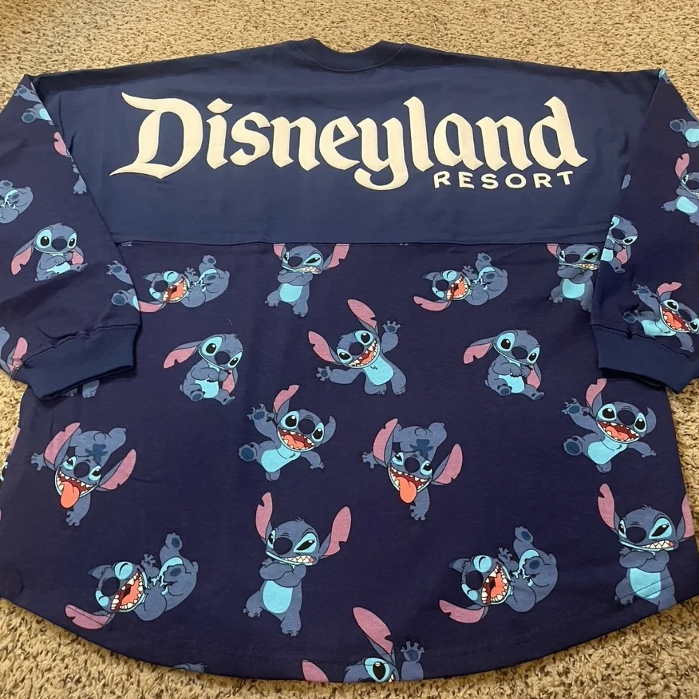 Disney Unisex Spirit Jersey Blue Stitch Long Sleeve Shirt Unisex NWT - Picture 2 of 9